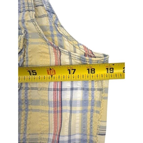 Legacy Falls Western Pearl Snap Pastel Plaid Seersucker Sleeveless Shirt Rodeo M - Picture 10 of 14